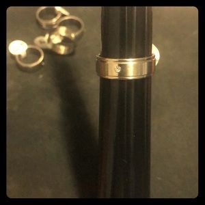 Stainless Steel CZ Groved Band